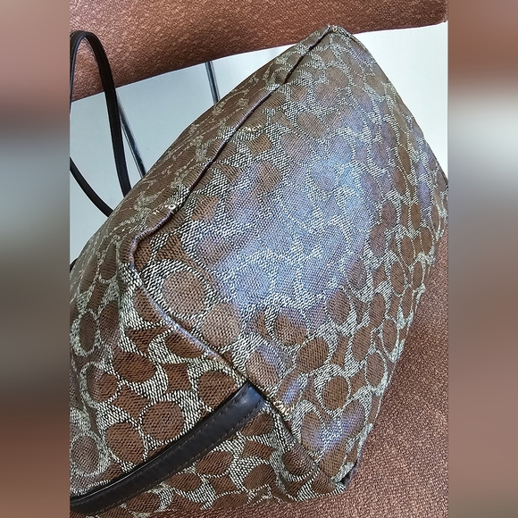 Coach Signature Taxi Brown Coated Canvas Tote - Picture 5 of 15